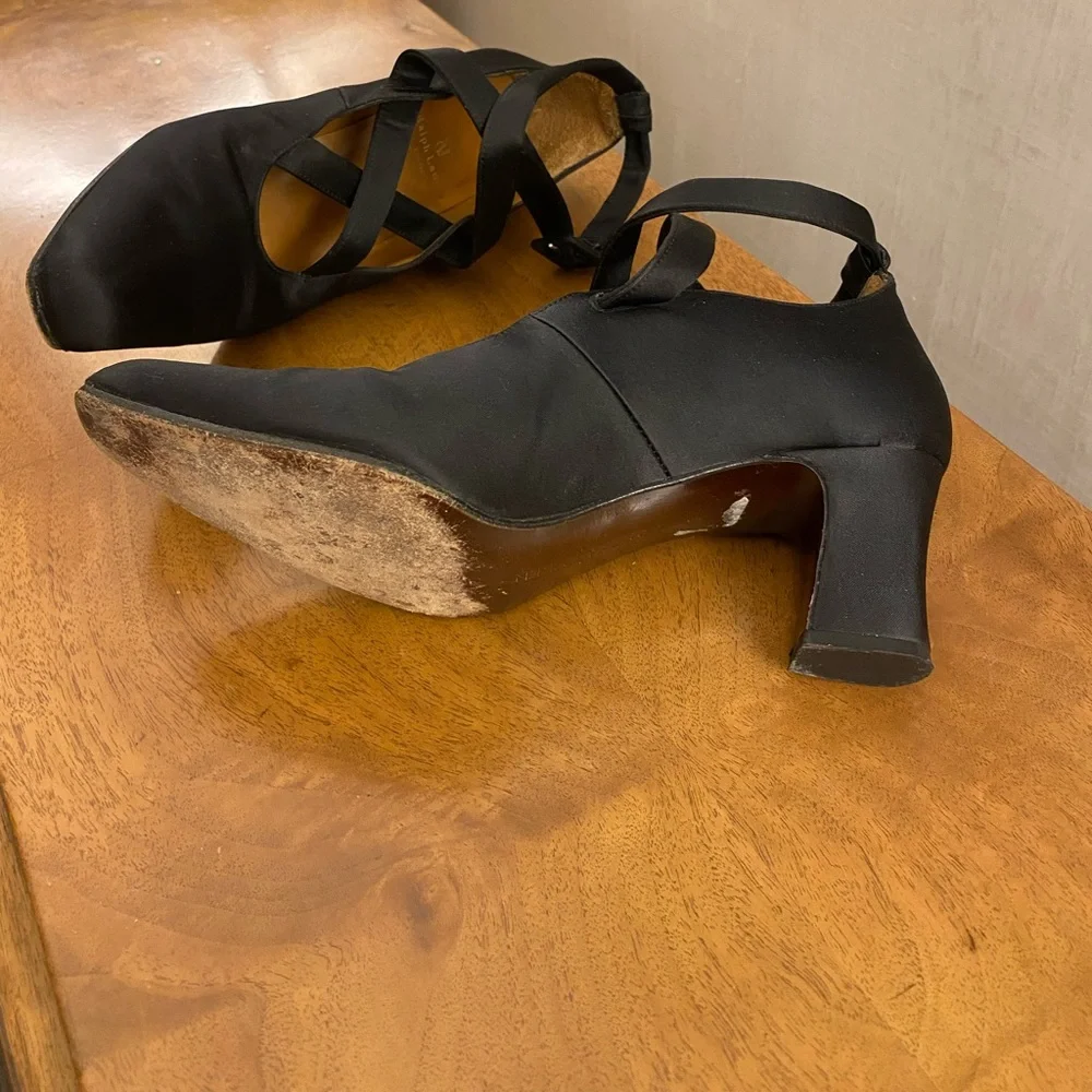 Vintage Ralph Lauren Black Satin Shoes Size 6 - Picture 9 of 16